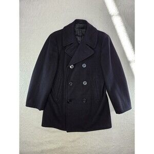 Vintage 1974 US Navy Peacoat 38R Marcie Dale 100% Wool Melton Blue Naval Issue